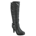 thumbnail image 1 of Bottes Mode Décontractées pour Femmes à Talons, Hauteur Genou, Plateforme, Fermeture Éclair Latérale, Boucle, Robe ( Gris, 9), 1 of 5