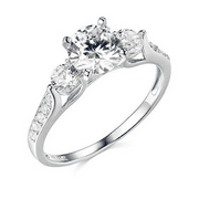 2.25 Ct Round Cut 3-Stone Engagement Wedding Ring Real Solid 14K White Gold