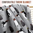 thumbnail image 3 of Penguin Blanket Gifts for Women Girls Boys Decor for Home Bedroom Living Room Chair All Seasons, Cute Soft Comfy Fluffy Lightweight Throw Plush Blankets Grey Twin 60"x80", 3 of 5