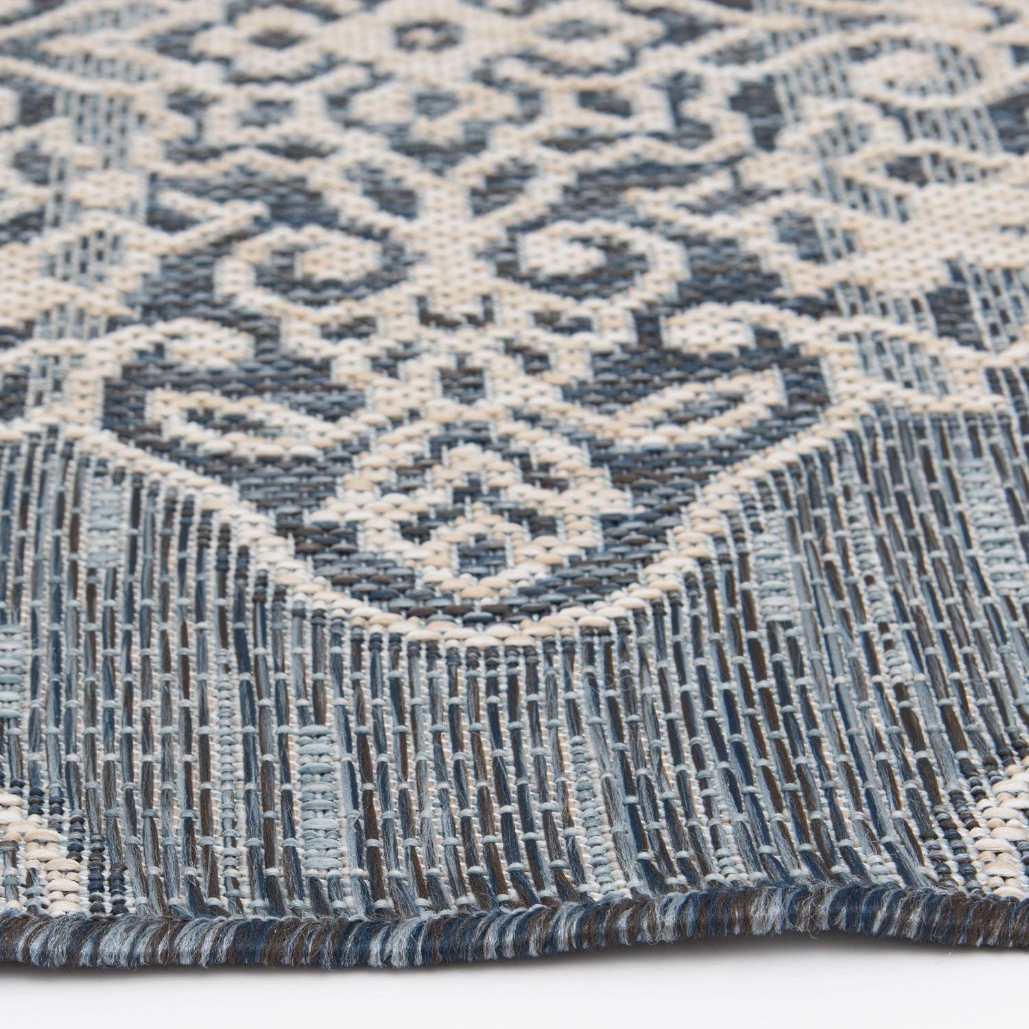 Hayweld Lagoon Blue and White Woven Area Rug
