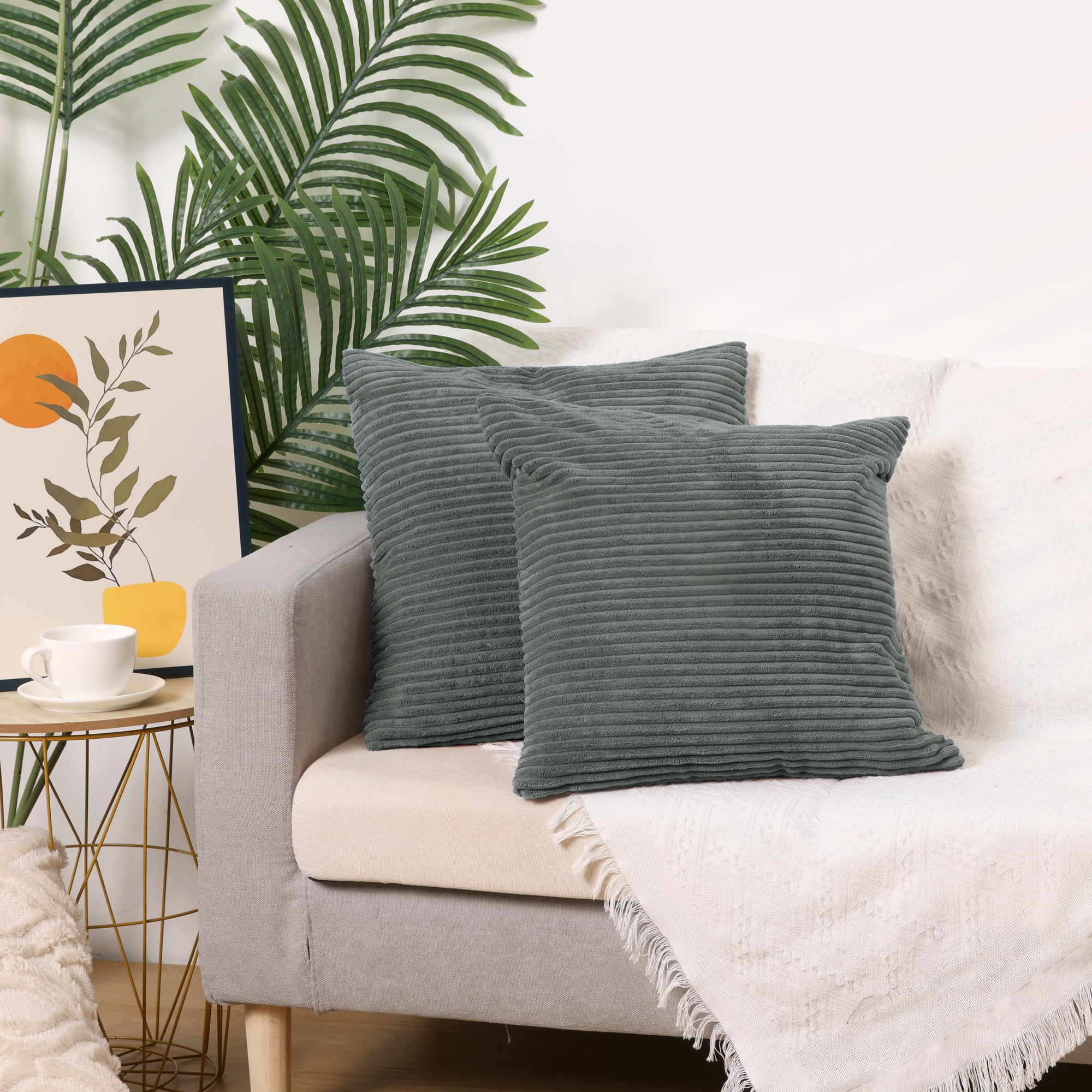 Unique Bargains 4 Pcs Striped Modern Couch Sofa Pillow Covers Grey/White