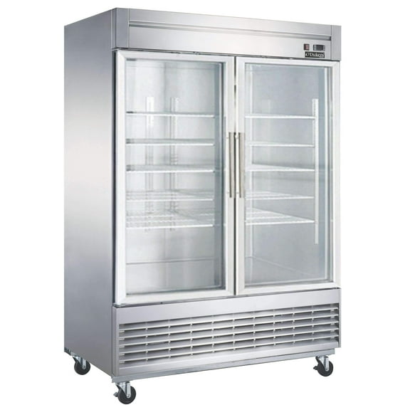 Dukers - D55R-GS2 Bottom Mount Glass 2-Door Commercial Reach-in Refrigerator