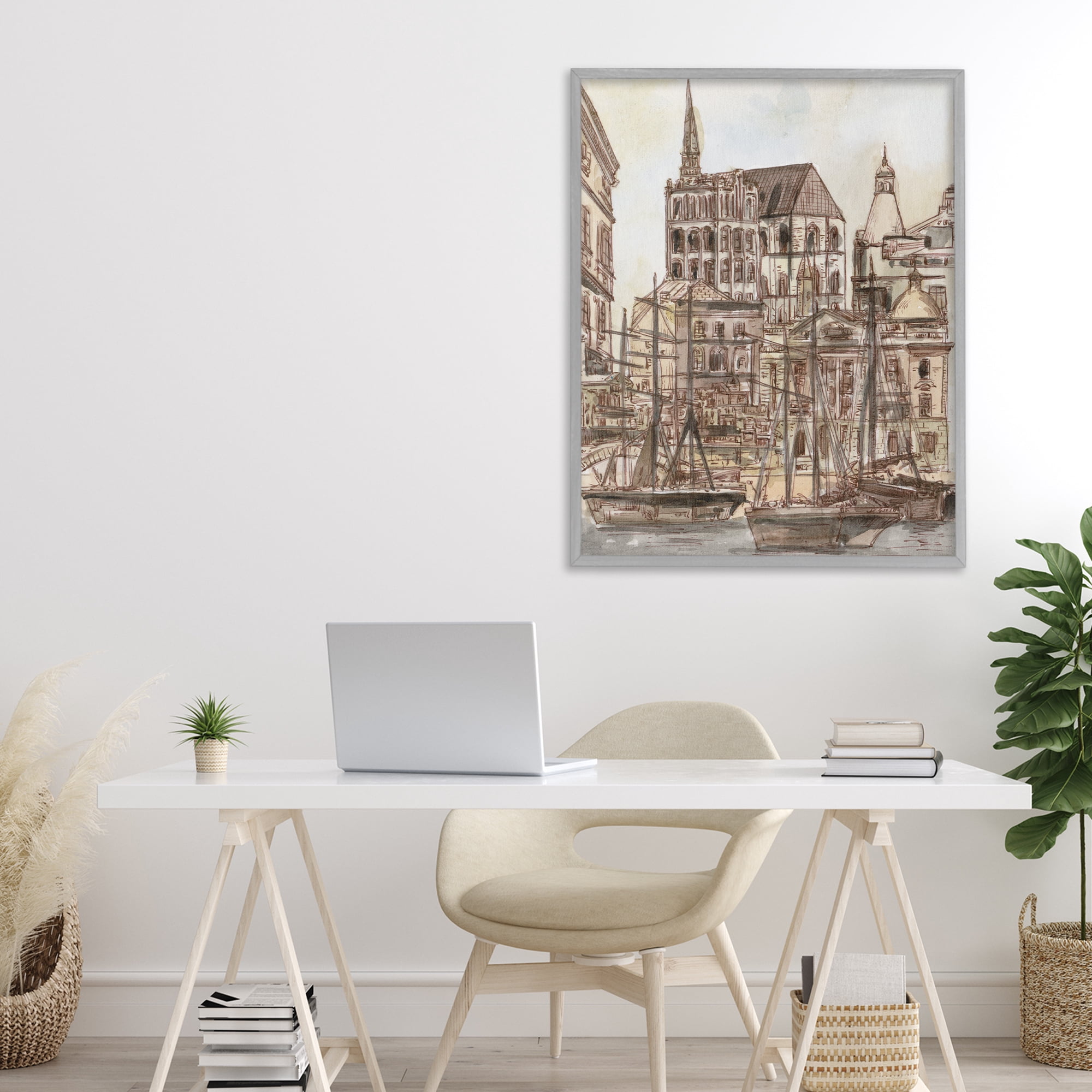 Stupell Industries Harbor of Salted Remnants Gray Framed Giclee Art, design by Melissa Wang