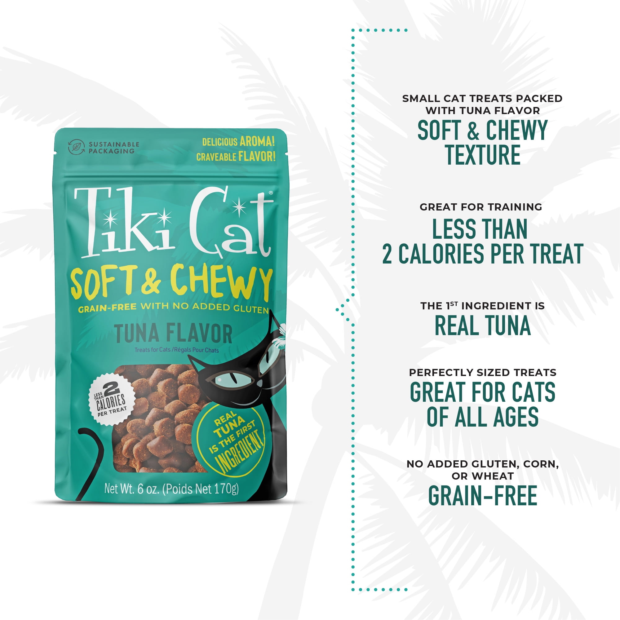 (2 pack) Tiki Cat Soft & Chewy Tuna Flavor Treats, 6 oz. Bag