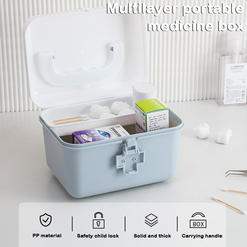 First Aid Storage Box 2 Layer Plastic Family Medicine Chest Storage Box