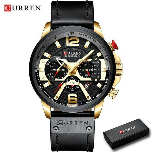 Curren Mens Watches New Luxury Leather Wristwatch For Man Waterproof Quartz Clock Male Brand Sport Chronograph Relogio Masculino - Quartz Wristwatches