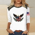 thumbnail image 2 of Levmjia Women T-Shirt Patriotic American Flag Eagle Print 3/4 Sleeve Crewneck Casual Loose Fit Summer Top for Independence Day, 2 of 5