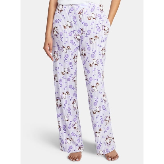 Peanuts Women’s Snoopy Print Hacci Knit Wide Leg Sleep Pants, Sizes XS-3X