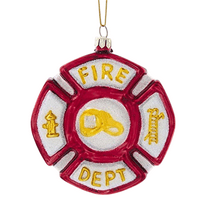 Kurt Adler Noble Gems Glass Ornament for Christmas Tree, Fire Department