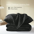 thumbnail image 5 of Velvet Quilt Oversized California King-120''x120'', Lightweight Black Velvet Comforter Set with 2 Pillow Shams, Soft Oversized Cross Stitch Bedspread Coverlet Quilted Bedding Set for All Season, 5 of 7