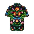 thumbnail image 3 of Kll Men'S Hawaiian Shirt Short Sleeve Button Down Beach Shirts-Roosters And Flowers, 3 of 8
