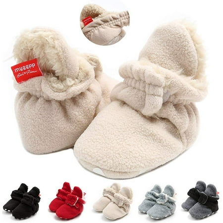 

QWZNDZGR Infant Baby Boys Girls Slippers Cozy Fleece Booties Soft Bottom Warm Cartoon Socks Newborn Crib Shoes