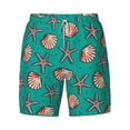 thumbnail image 4 of Lsque Mens Swim Trunks Starfish and Shell Pattern - Bathing Suit Compression Liner - Beach Swim Shorts Swimwear - (S-3XL) - Stretch Quick Dry -XX-Large, 4 of 9