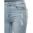 thumbnail image 4 of A2Y Women's Mid Rise Distressed Knee Length Zipper Denim Bermuda Shorts Light Denim L, 4 of 5