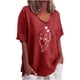 thumbnail image 1 of Blusa casual para mujer Cuello redondo Estampado animal Camiseta de manga corta Camisa suelta para mujer Pompotops  hfajkhk138705, 1 of 5