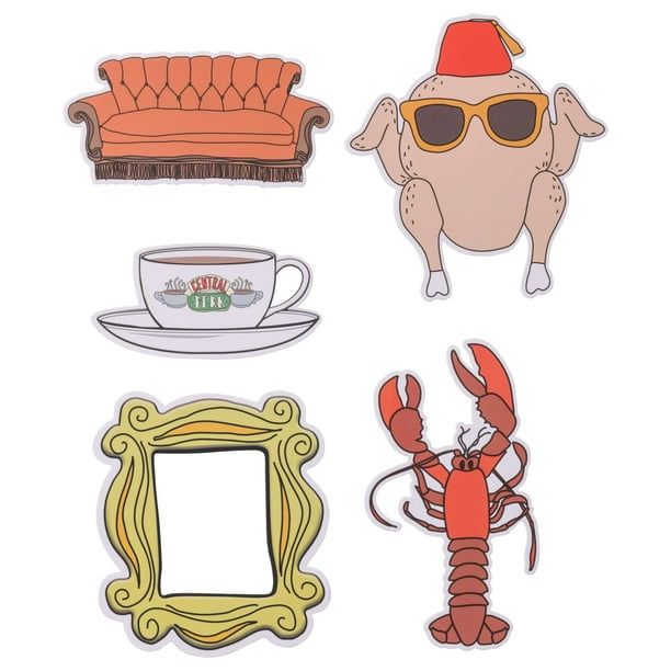 Set de letreros para fiestas, 5 iconos famosos de Buffalo Friends, color plateado