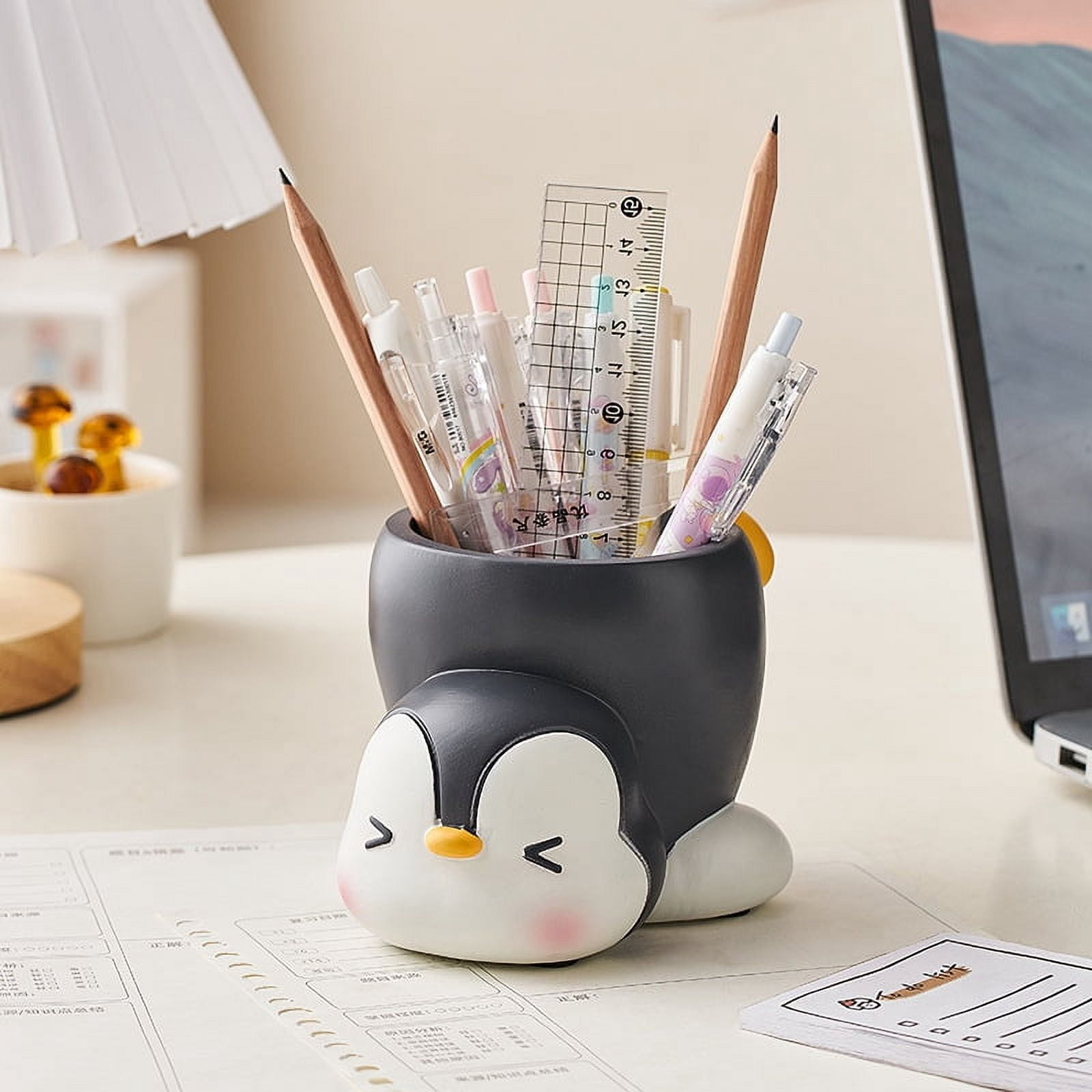 Penguin Pen Holder Pen Holder for Desk Home Office Accessories Organizer Succulent Cactus Planter Pot