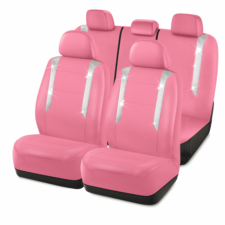 PIC AUTO Sparkly Pink Leather Seat Covers, Full Set photo 1