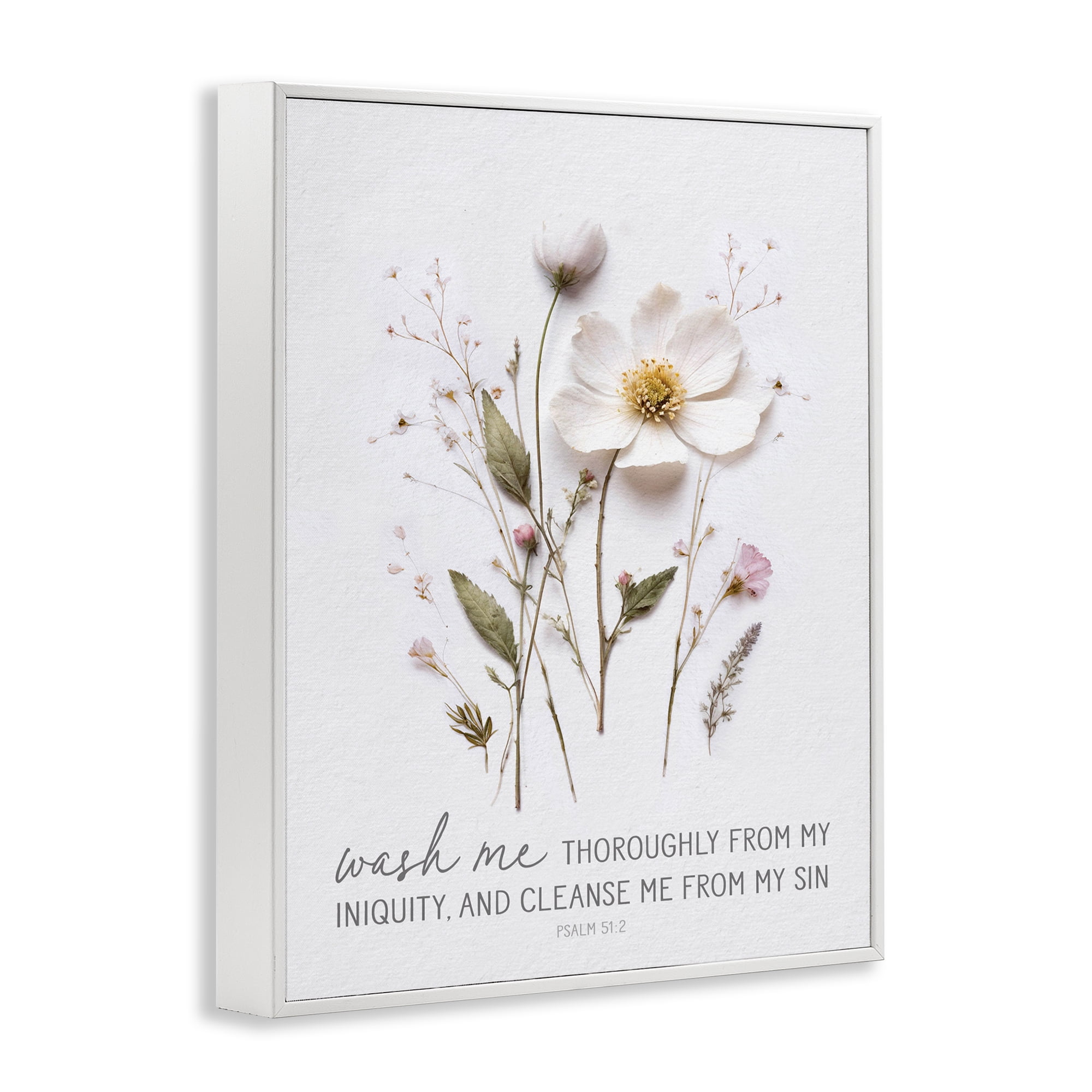 Pressed Flower Proverb White Framed Giclee Art, design by Lettered and Lined