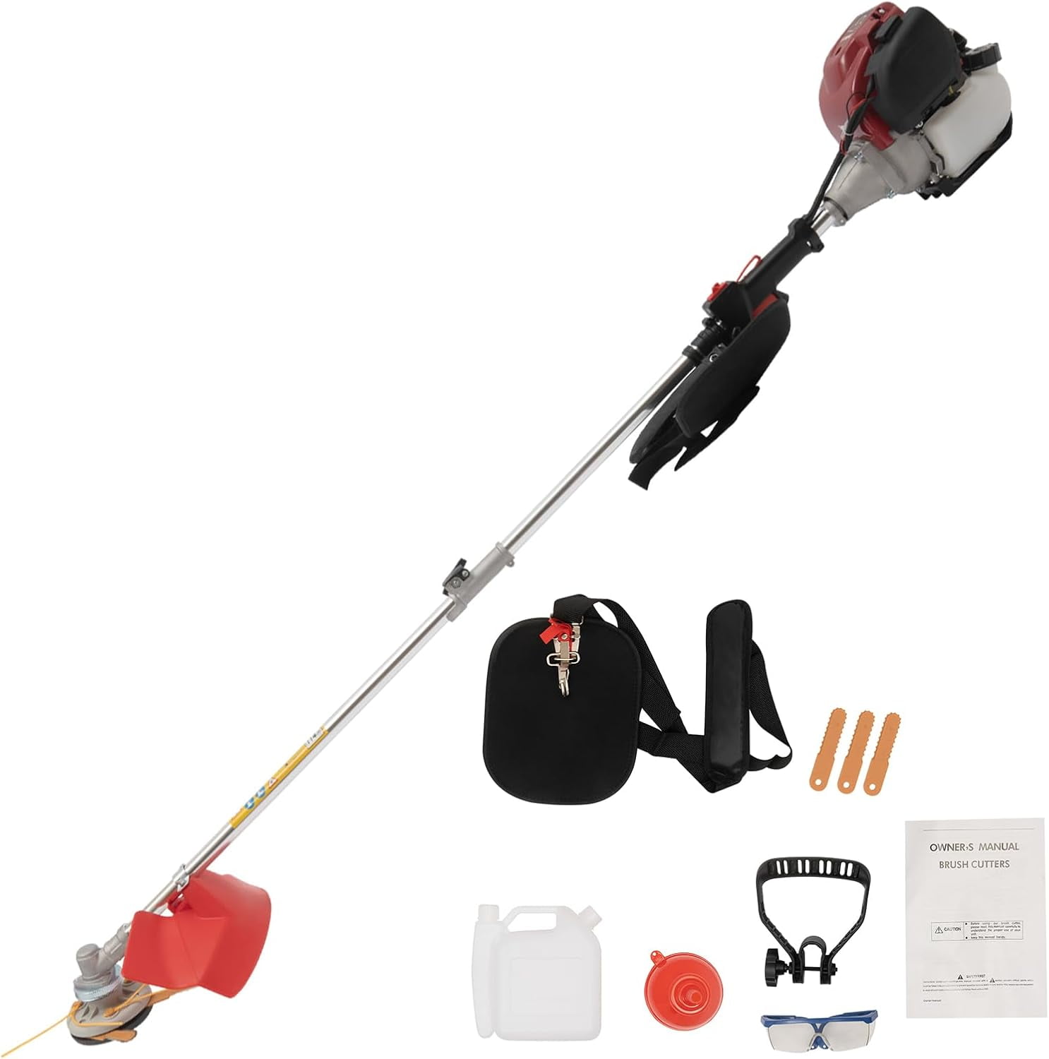 Red And Silver Pp Aluminum Alloy 1.75m Lawn Trimmer 35.88cc Four-Stroke Lawn Mower Multifunctional Hedge Trimmer