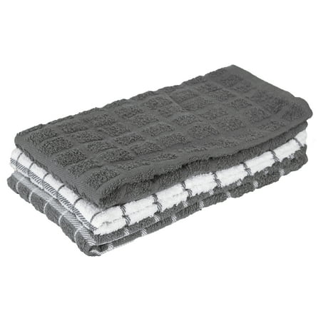 

Ritz Terry Check Kitchen Towel Set 82451A - Grey - 100% Pure Cotton - 3 Pack - 15 in. x 25 in.