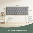 thumbnail image 2 of Tufted Upholstered Headboard Full Size, Solid Wood Head Board with Durable Metal Legs, Adjustable Height Full XL headboard from 37” to 51” Fabric Headboard in Modern Button Design, Grey, 2 of 7