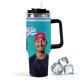 thumbnail image 1 of Inenarrable Vaso aislado de acero inoxidable con asa, diseño temático, regalo para familia, amigos y fans; incluye pajita y encaja en el portavasos estándar, 40 oz, 1 of 6