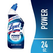 Lysol Power Toilet Bowl Cleaner, Gel Cleaner and Disinfectant, Atlantic Fresh, 24 fl oz, 24 fl oz (Packaging may vary)