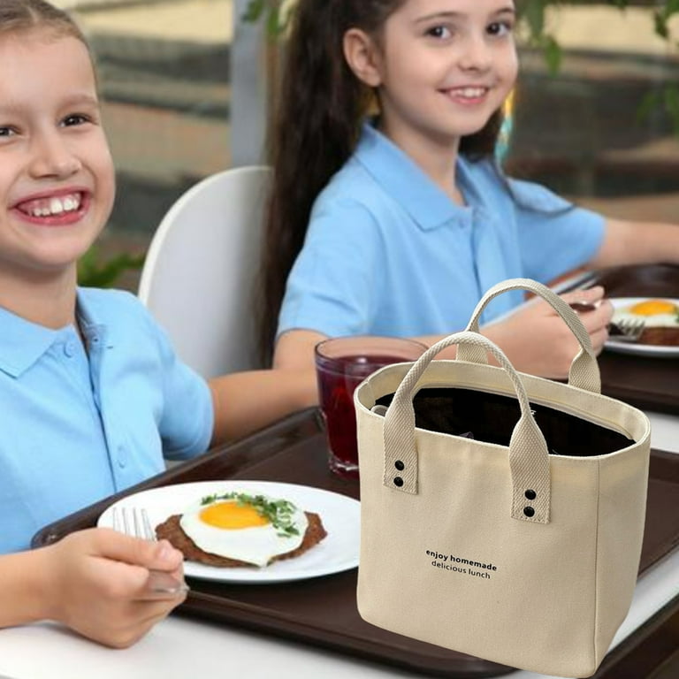 Vikakiooze Canvas Solid Color Handbag Japanese Bento Office