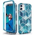 thumbnail image 1 of Case for Apple iPhone 11 Case 6.1 Inch,Dual Layer Hybrid Bumper Clear Cute Navy Blue Marble Design Soft TPU+Hard Back Heavy Duty Anti-Scratch Shockproof Protective Phone Case - Blue/Marble., 1 of 7