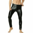 thumbnail image 3 of Ana Men Sexy Slim Wetlook PU Leather Pants Pouch Zip Trousers Tight Leggings Club, 3 of 9