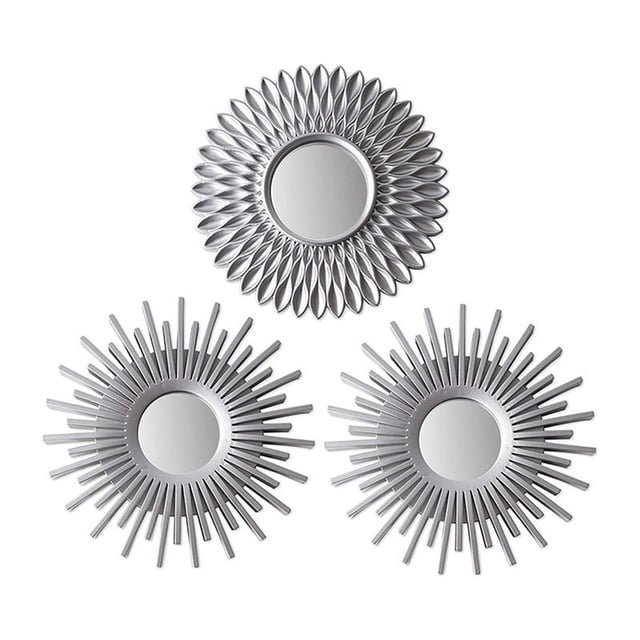 Plata Espejos para Pared Paquete de 3 - Espejos de Pared para DecoracióN de Habitaciones y DecoracióN del Hogar Espejos para DecoracióN de Espejos Decorativos