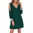 thumbnail image 2 of gakvbuo Fall Dresses for Women 2022 Plus Size Dress for Women Wedding Guest V Neck Off Shoulder Long Sleeve Knee Length Casual Mini Dress, 2 of 9