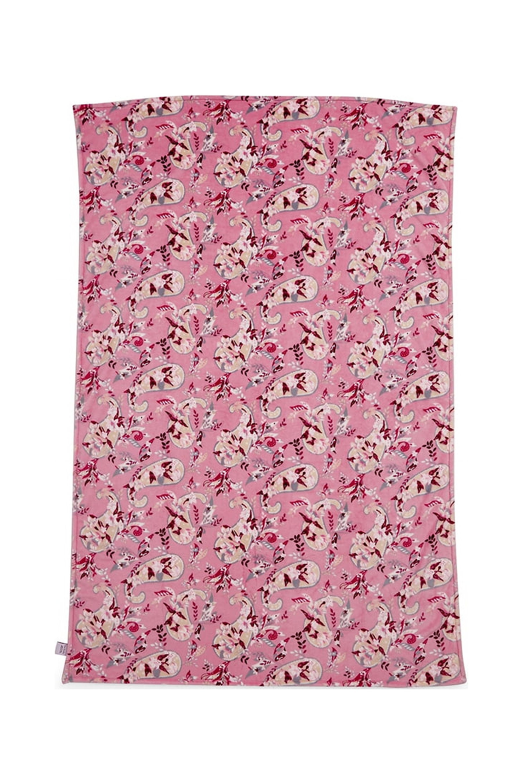 Vera Bradley Women's Fleece Plush Throw Blanket Botanical Paisley Pink