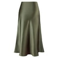 thumbnail image 3 of Amy Babe Women's Elegant Satin Midi Skirt High Waist Hidden Elastic Band Flowy Skirts Work Skirts, 3 of 6