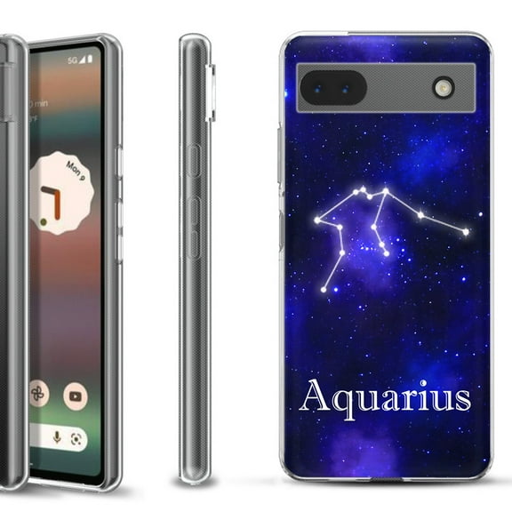 Slim-Fit Gel TPU Phone Case for Google Pixel 6a, by OneToughShield ® - Zodiac / Aquarius