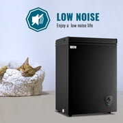 3.5 Cubic Chest Freezer, Compact Deep Freezer with Top Open Door and Removable Storage Basket, 7 Gears Temperature Control, Energy Saving, for Office Dorm or Apartment
