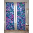thumbnail image 5 of Sheer Curtains 84 Inches Long 2 Panels Set for Living Room, Purple Green Waves Semi Sheer Curtains for Windows, Modern Abstract Art Voile Window Treatments Rod Pocket Curtain, 5 of 7