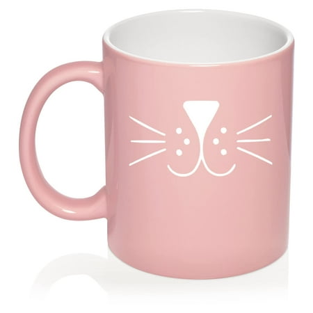 

Cat Face Whiskers Ceramic Coffee Mug Tea Cup Gift for Her Him Women Men Sister Girlfriend Mom Dad Grandma Daughter Graduation Birthday Coworker Cute Kitty Cat Lover (11oz Light Pink)