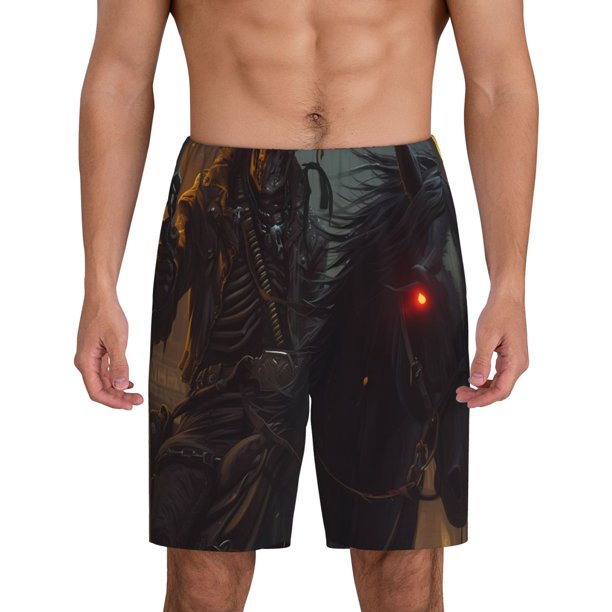 Fotbe Cool Skull Western Cowboy Pantalones Cortos de Pijama para Hombre, Ropa de Dormir, Pantalones de Pijama Cortos para Hombre-Medium
