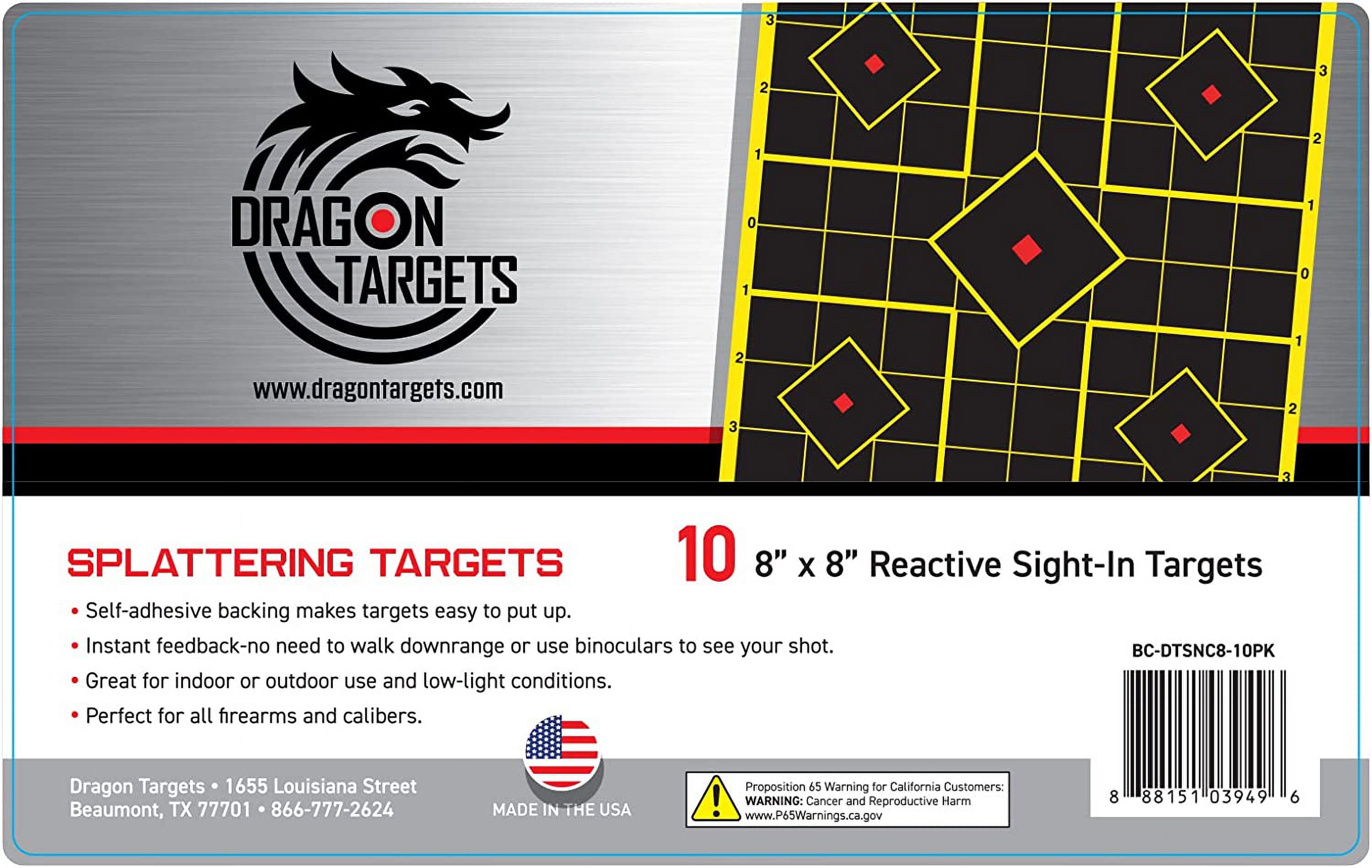 Dragon Targets 8" X 8" Reactive Sight-in Self Adhesive Splattering Targets (50-Pack)