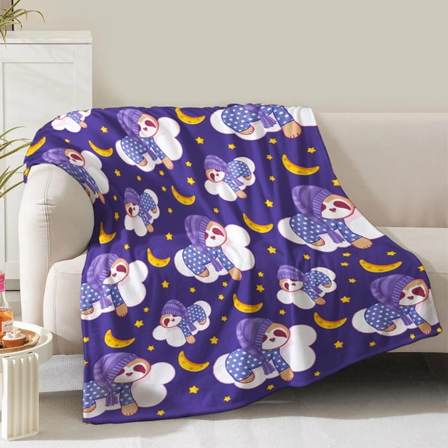 Manta NukunsKF con estampado de perezoso, acogedora y ligera, de forro polar, 152 x 127 cm