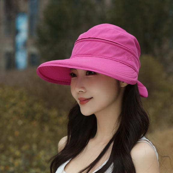 Women's Sun Hat Detachable Dome Hat Sun Protection Fashion Versatile Large Sun Hat Beach Vacation Wear