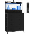 thumbnail image 1 of Commode Intelligente avec 11 Tiroirs en Tissu, Station de Recharge Sans Fil Intégrée et Lumières DEL RVB Contrôlées par Application, Organisateur de Rangement Industriel Anti-Basculement pour Chambre, Noir, 1 of 6