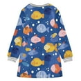 thumbnail image 6 of Girls' long-sleeved dress Marine Fish Girls' A-line dress with ribbed cuffs Soft and comfortable, 6 of 6