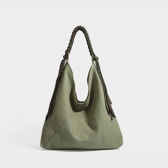 Alikpop Unisex PU Woven Hobo Tote Bag, Green