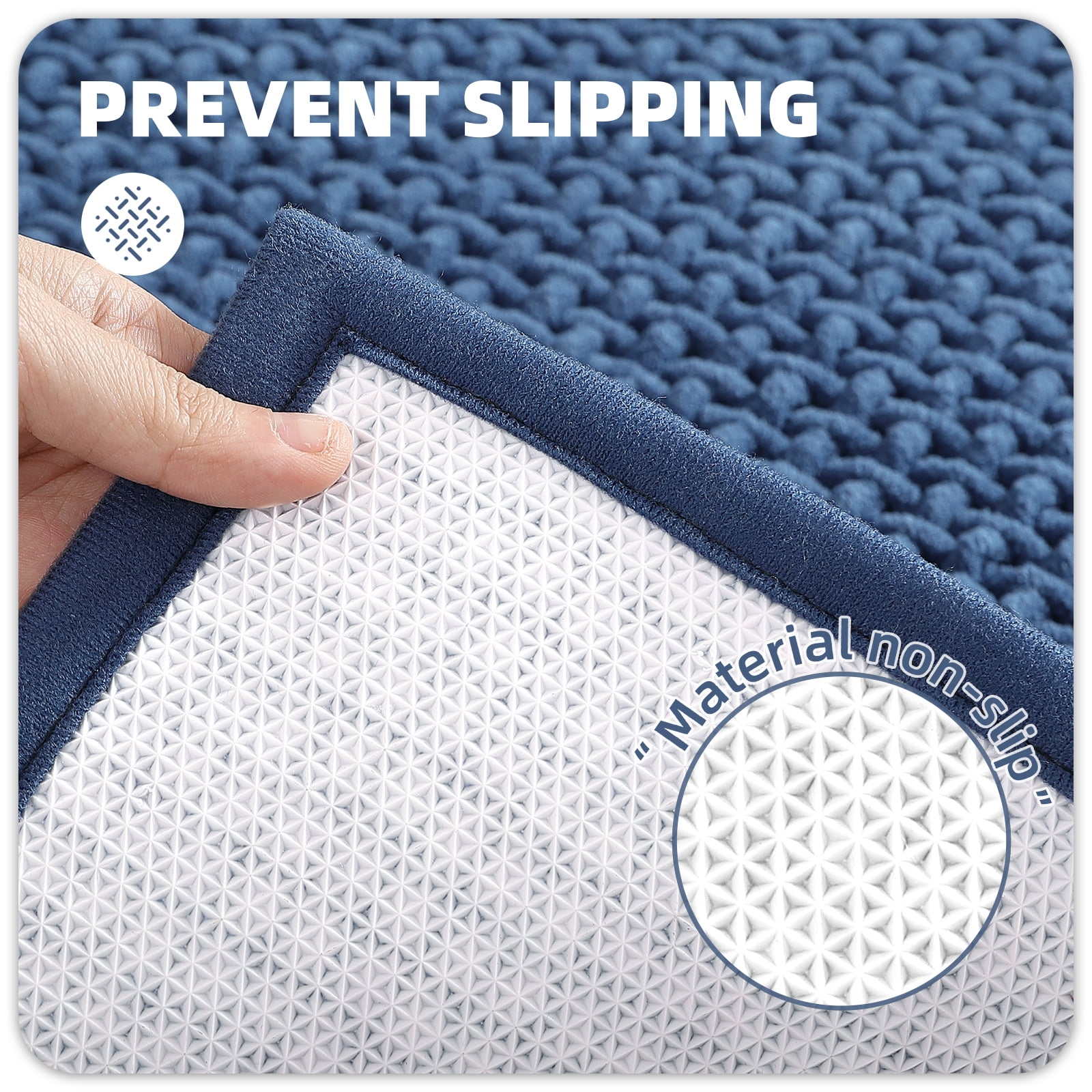 PABUBE Bathroom Rug, Non Slips Bath Mat, Machine Washable Bathroom Mat, Soft Absorbent Bathmat Bath Rug, Bathroom Rug and Mat for Bathroom Floor (20"x32",Navy)