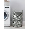 thumbnail image 3 of Geometric Laundry Bag, Checkered Pattern Groovy Image Inspired with Hallucinatory Shapes, Basket with Handles Drawstring Closure for Laundromats, 13" x 19", White and Charcoal Grey, by Ambesonne, 3 of 4