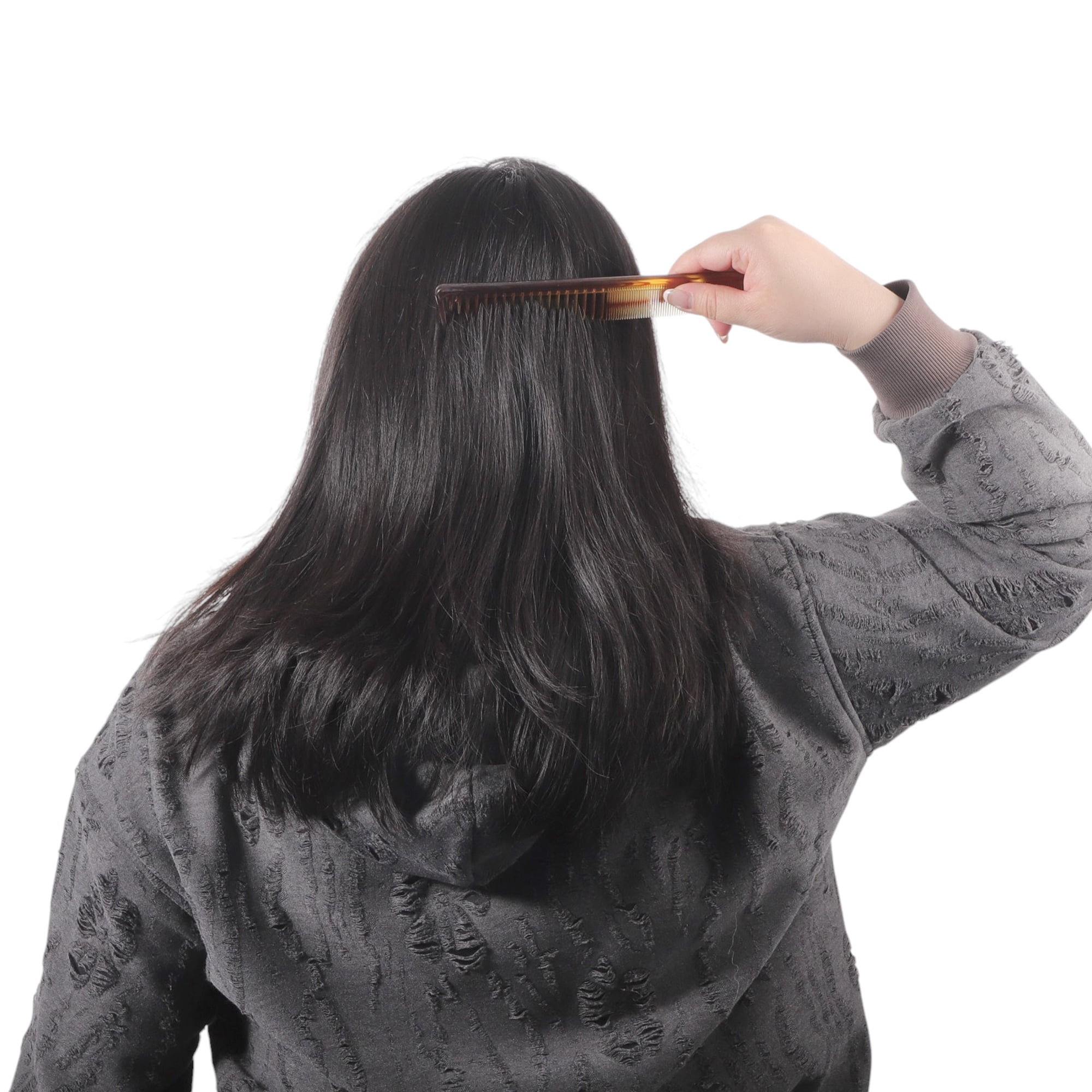 Unique Bargains 1 Pc Women Portable Two-Color Flat Comb for Curly Hair Amber