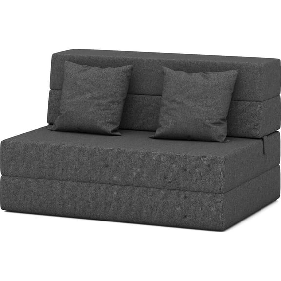 Folding Sofa Bed Twin Size Foldable Couch Bed Convertible Living Room Furniture, Dark Gray